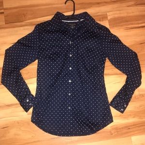 Banana Republic Polka Dot Button Down Polo Blouse